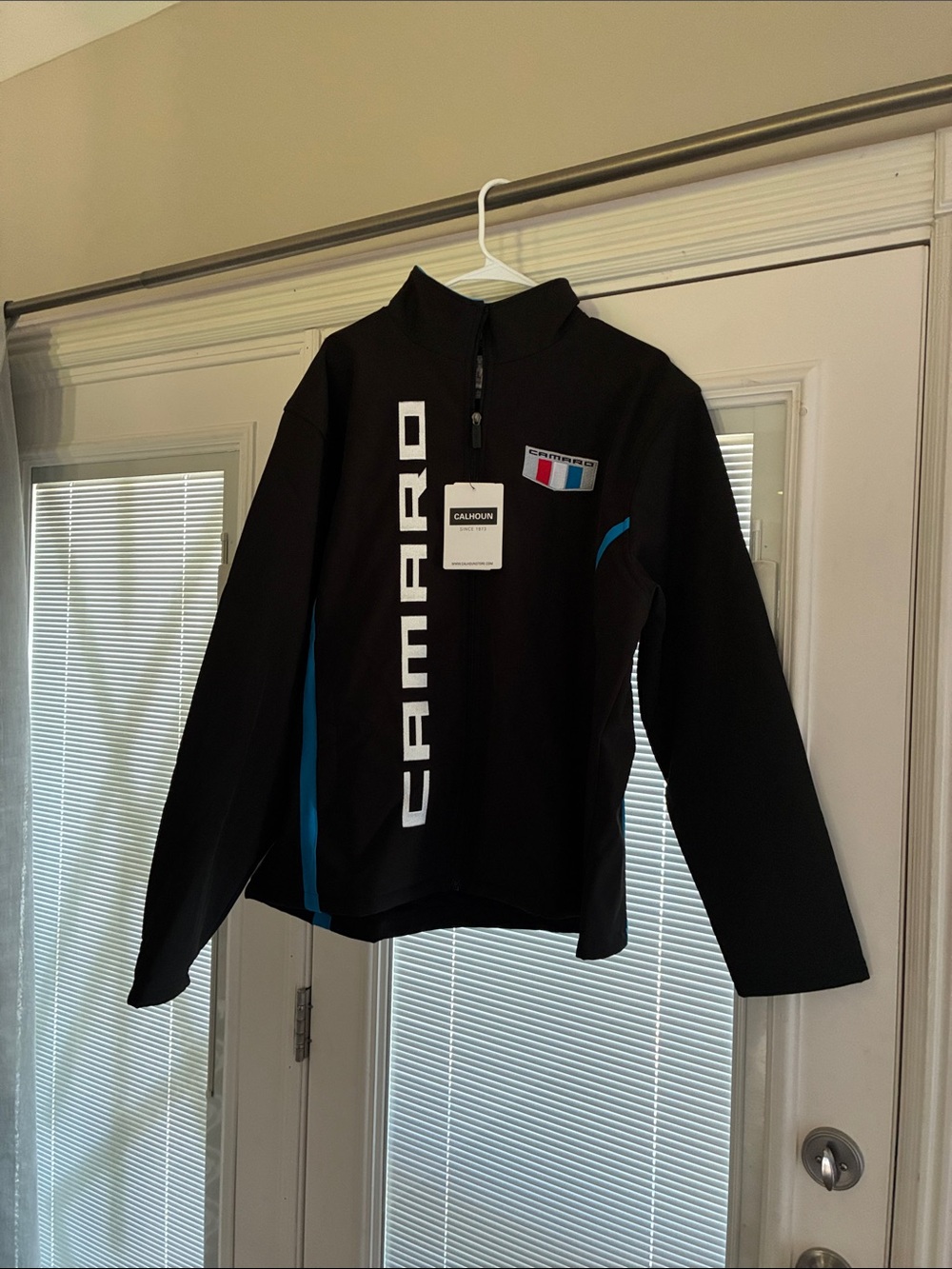Camaro Men's Black Lightweight Pullover Jacket with Blue Accents